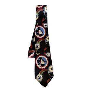 Balancine Disney Mickey Mouse Watch Print Silk Necktie Black Hand Made The Works
